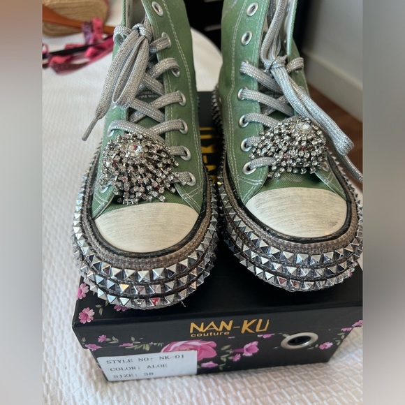 NEW Nan-Ku Couture Free People Cruise Studded Aloe High Top Sneaker - Picture 2 of 14